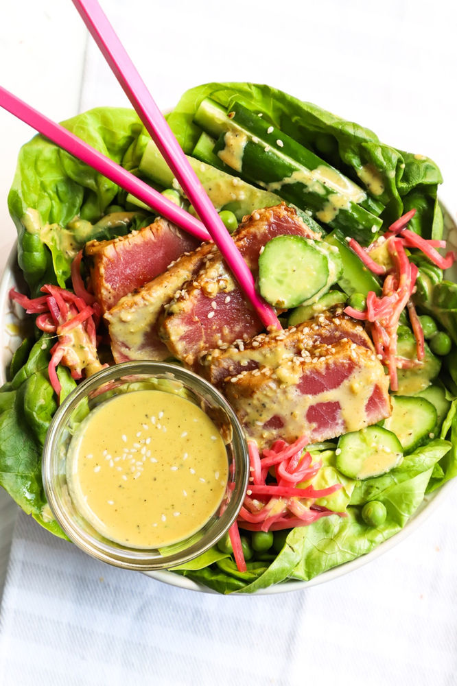 Ahi Tuna Salad w/ Wasabi Miso Dressing