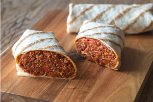 tortilha de carne moída com feijão