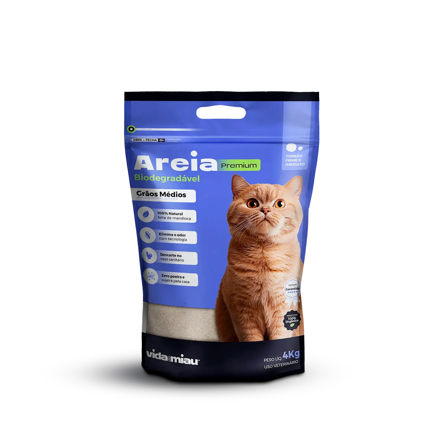 areia para gato biodegradável
