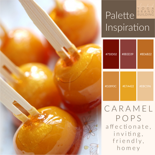yoga brand building, colour palettes, color palettes, palette inspiration, caramel pops, caramel palette