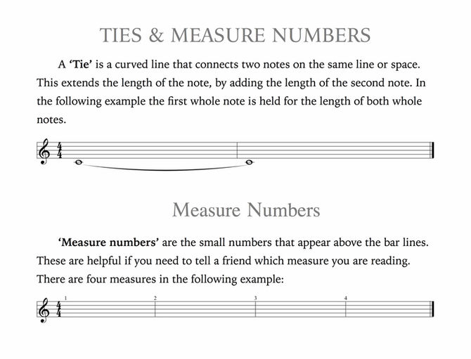 Understanding Ties, Measure Numbers, Dotted notes & the Anacrusis