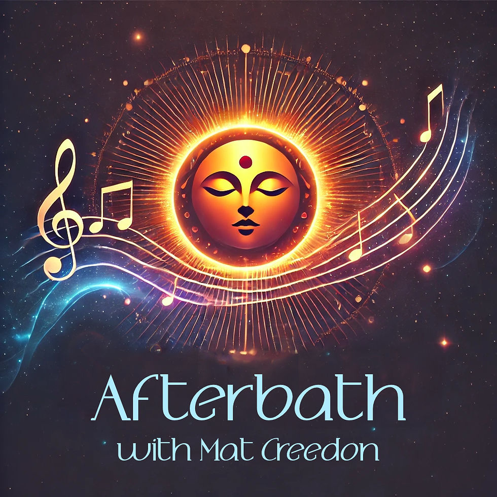 A face on a sun, music swirling underneath