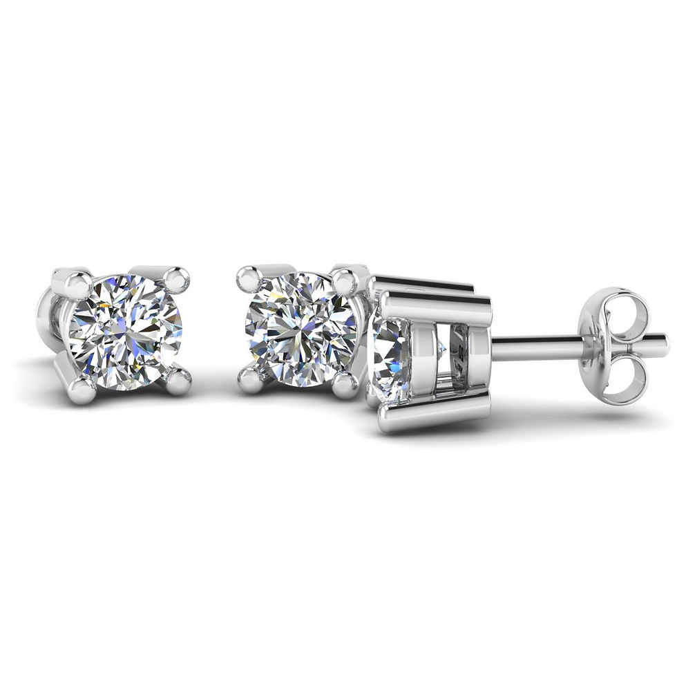 Platinum Round Diamond Stud Earrings