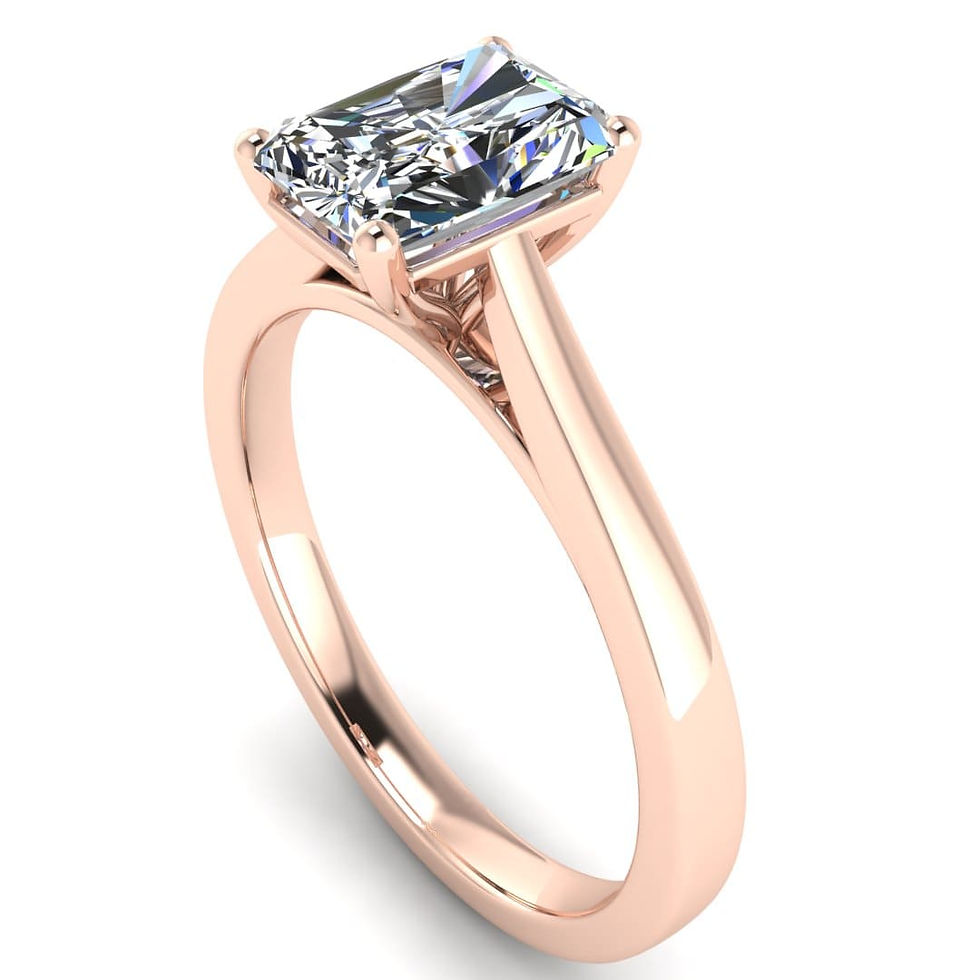 Radiant Cut Solitaire Diamond Ring Set in Rose Gold