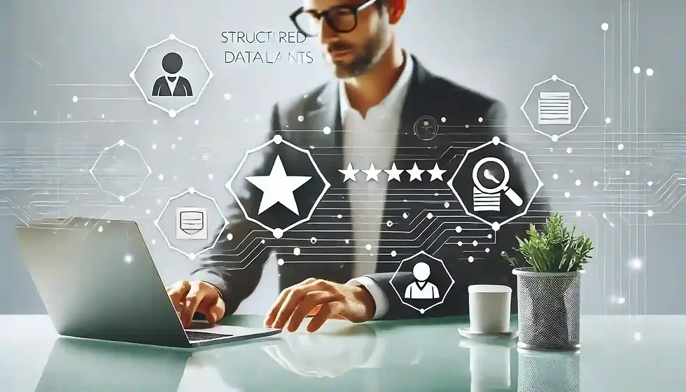 A Marketing Consultant Creating Schema markup for better SEO on laptop