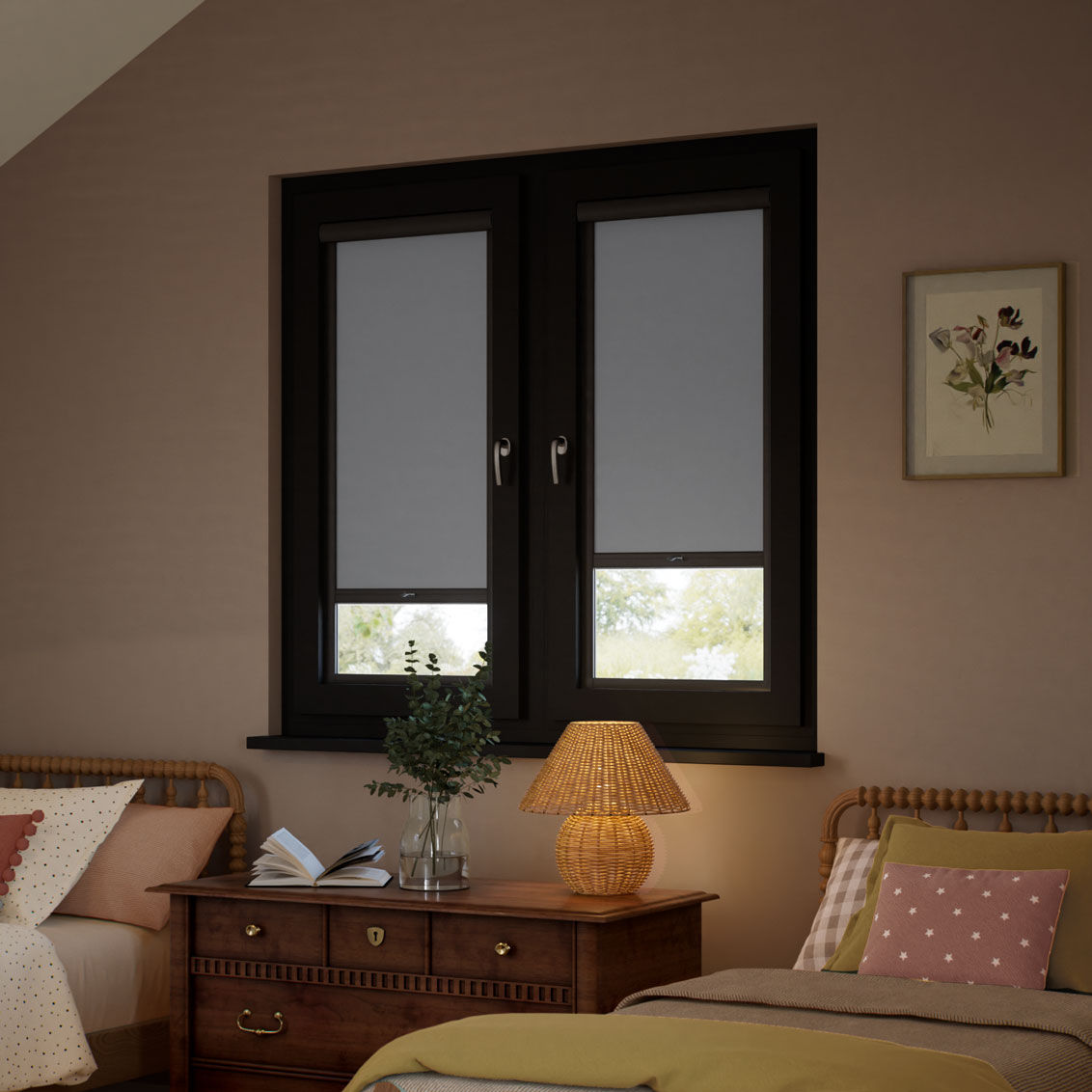 Stick On Blackout Harbour Grey Roller Blind