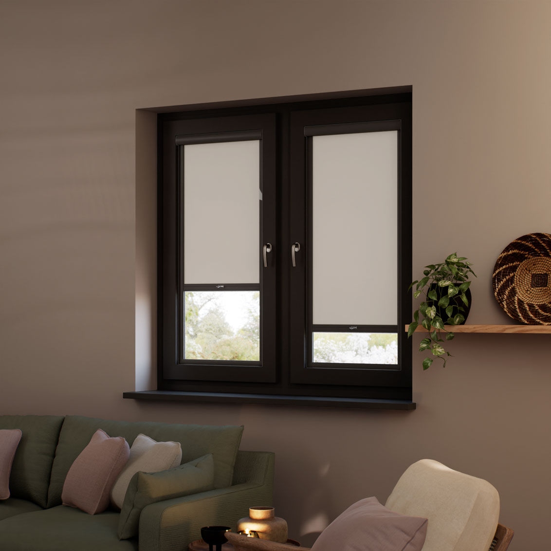 Stick On Blackout Canvas Roller Blind