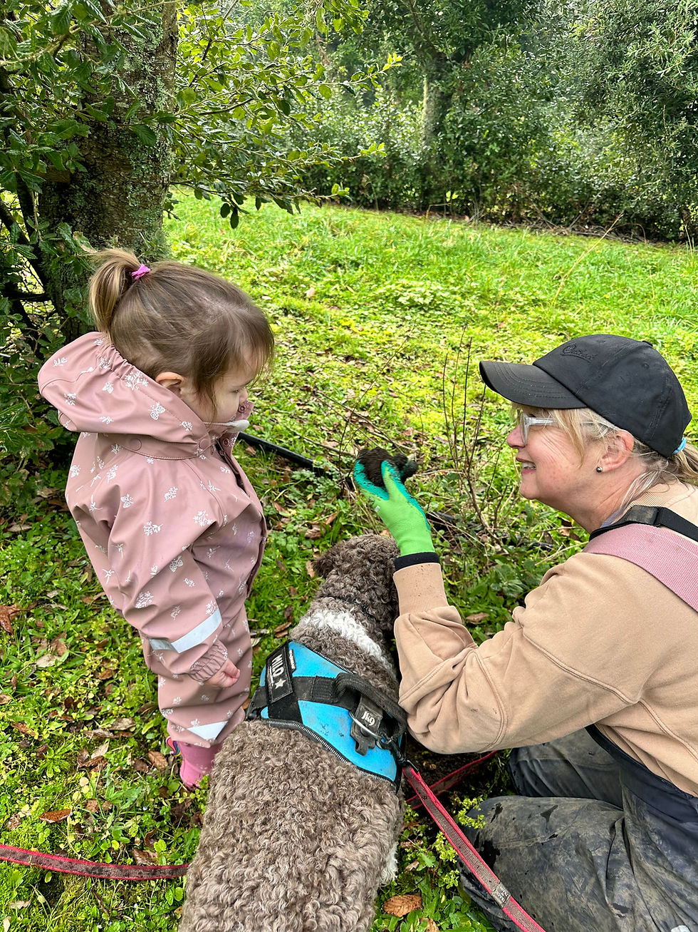 Teaching our youngest granddaughter about truffles