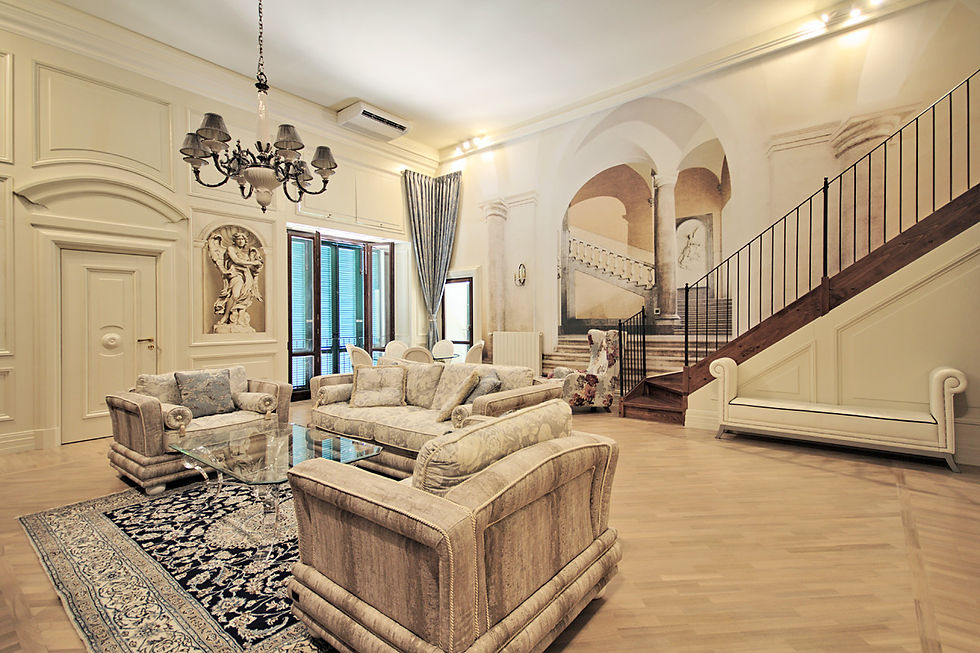 Living room a classic style, in luxury apartment in Italy, Piombino