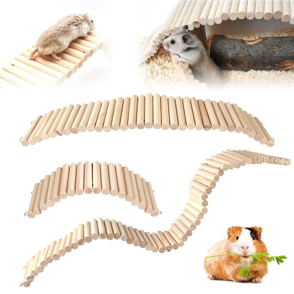 Bendable Wooden Climbing Ladder Bridge for Hamsters & Small Animals