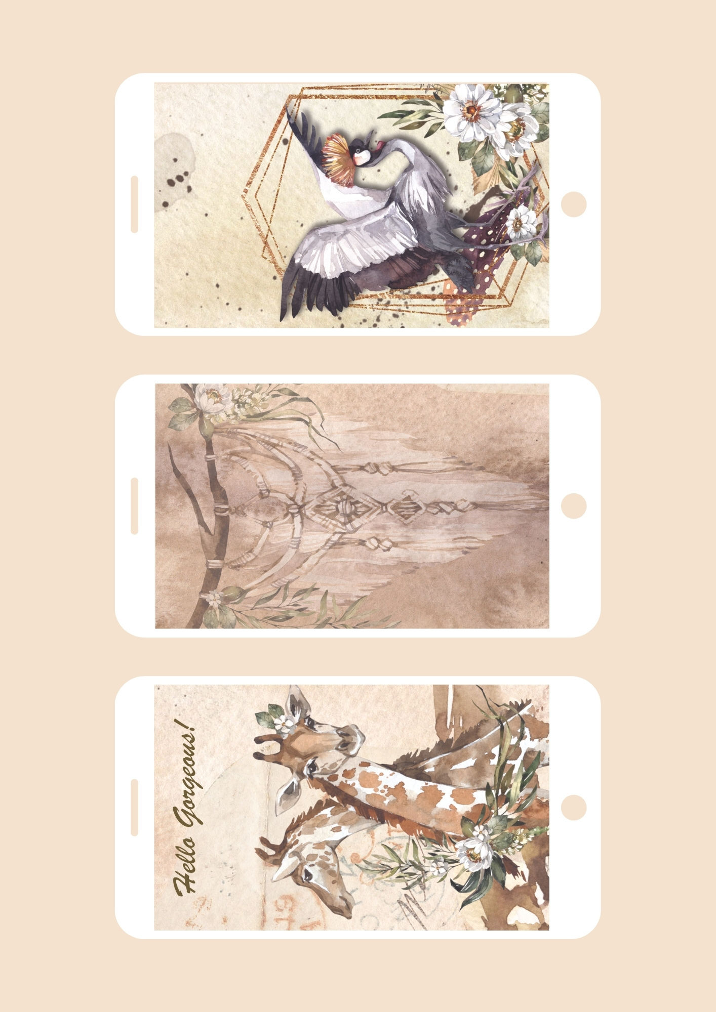 3 Phone Wallpapers, Savannah Set 2