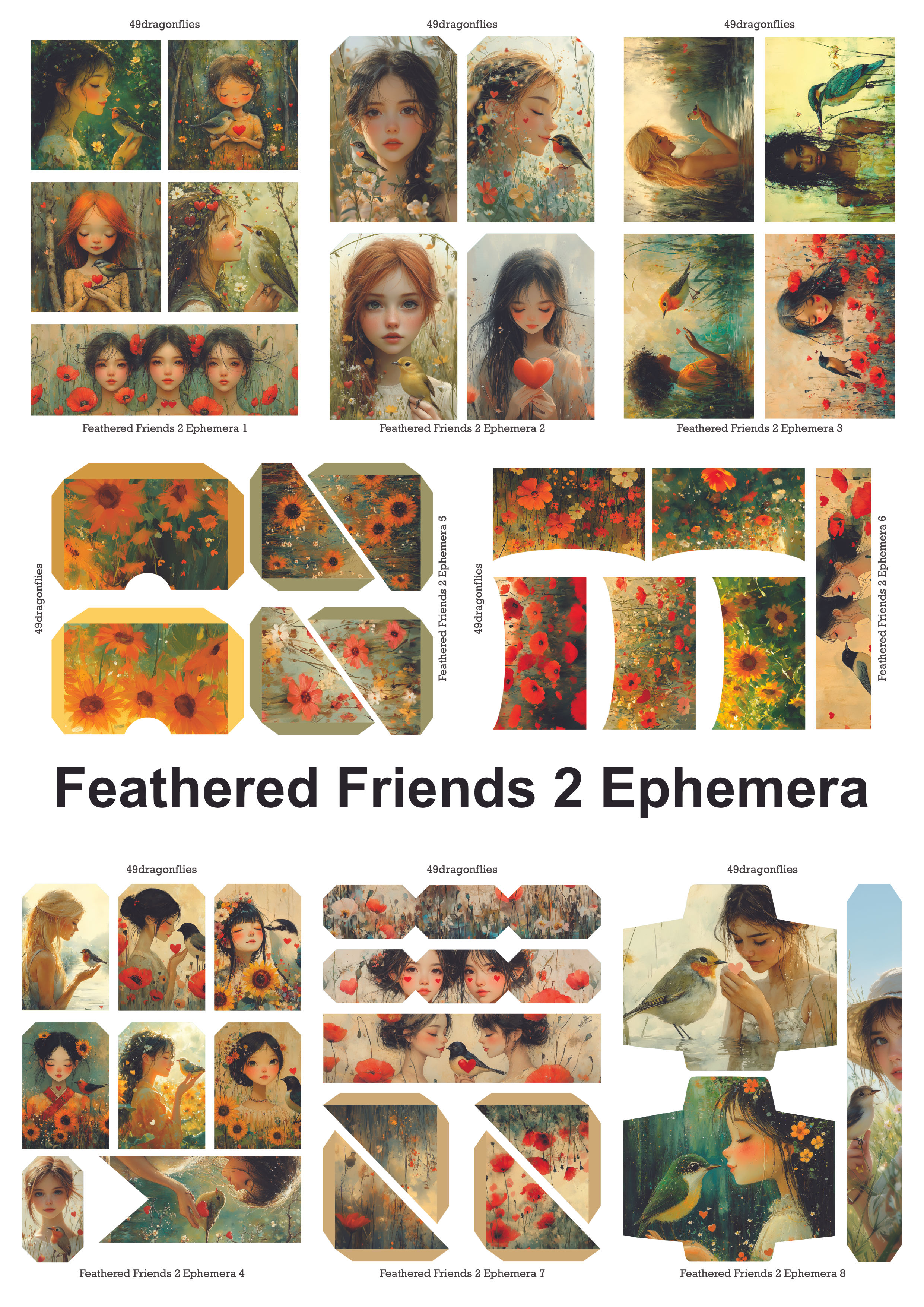 Feathered Friends 2 Ephemera US LETTER Size
