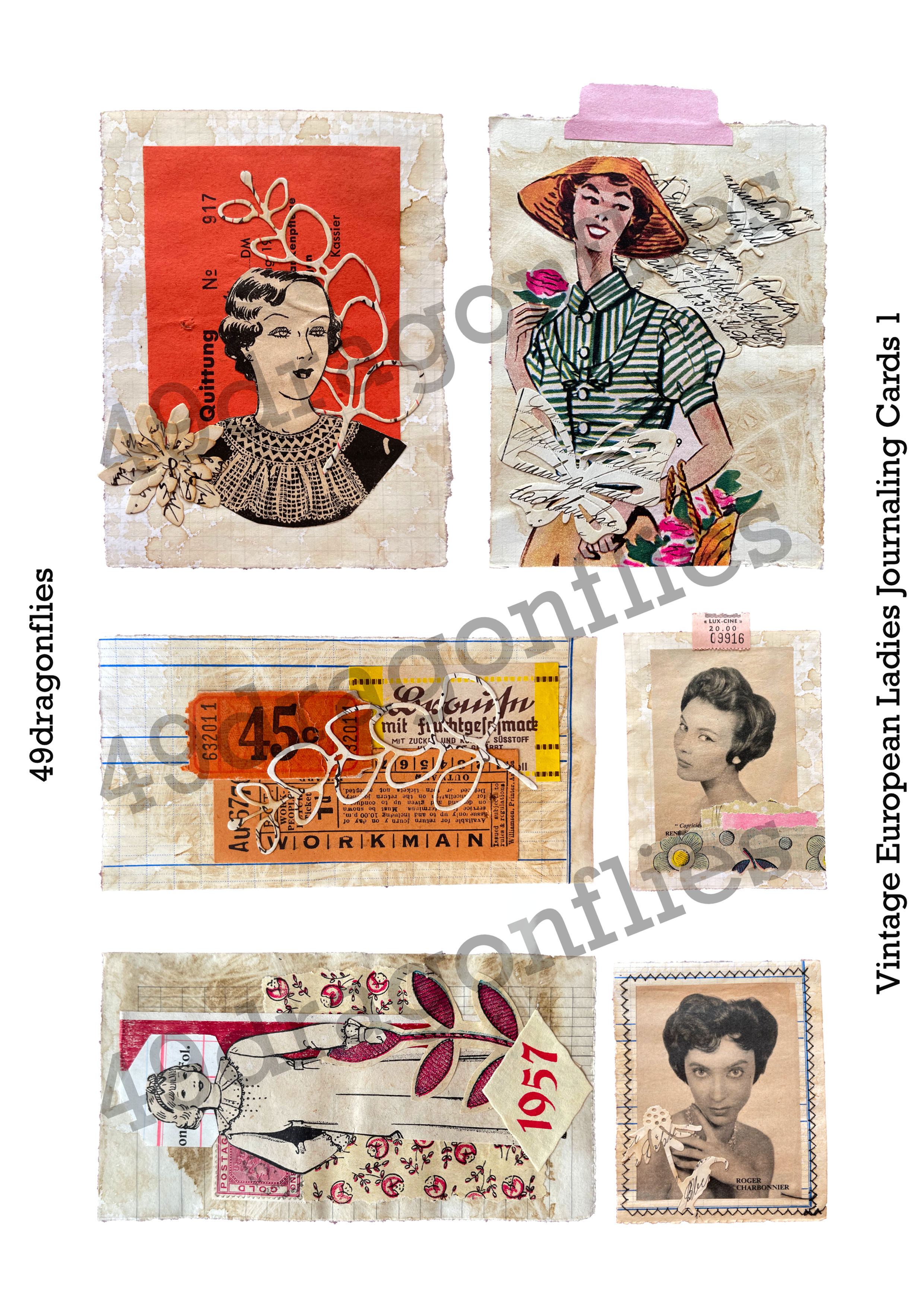 Vintage European Ladies Journaling Cards