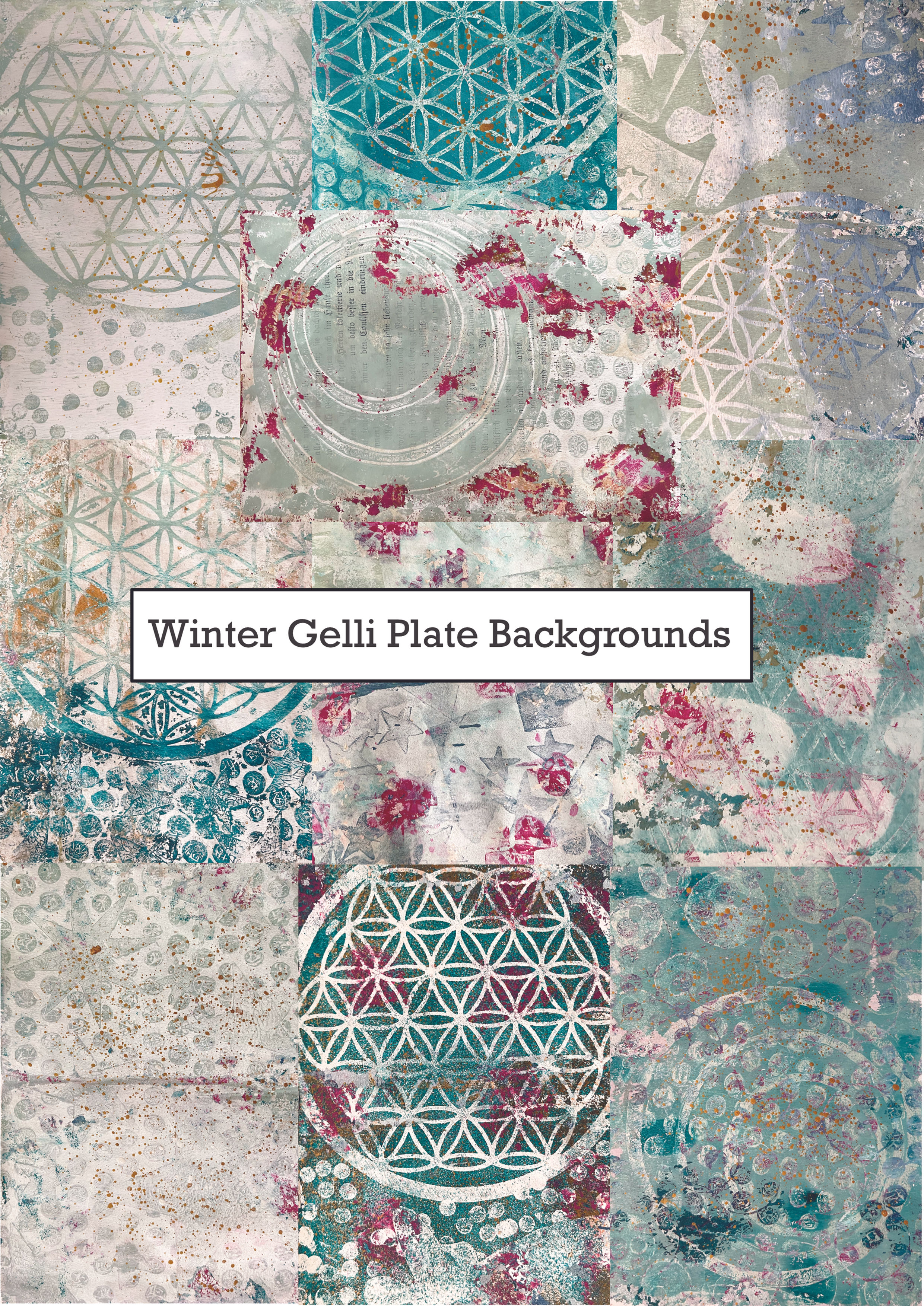Winter Gelli Plate Backgrounds