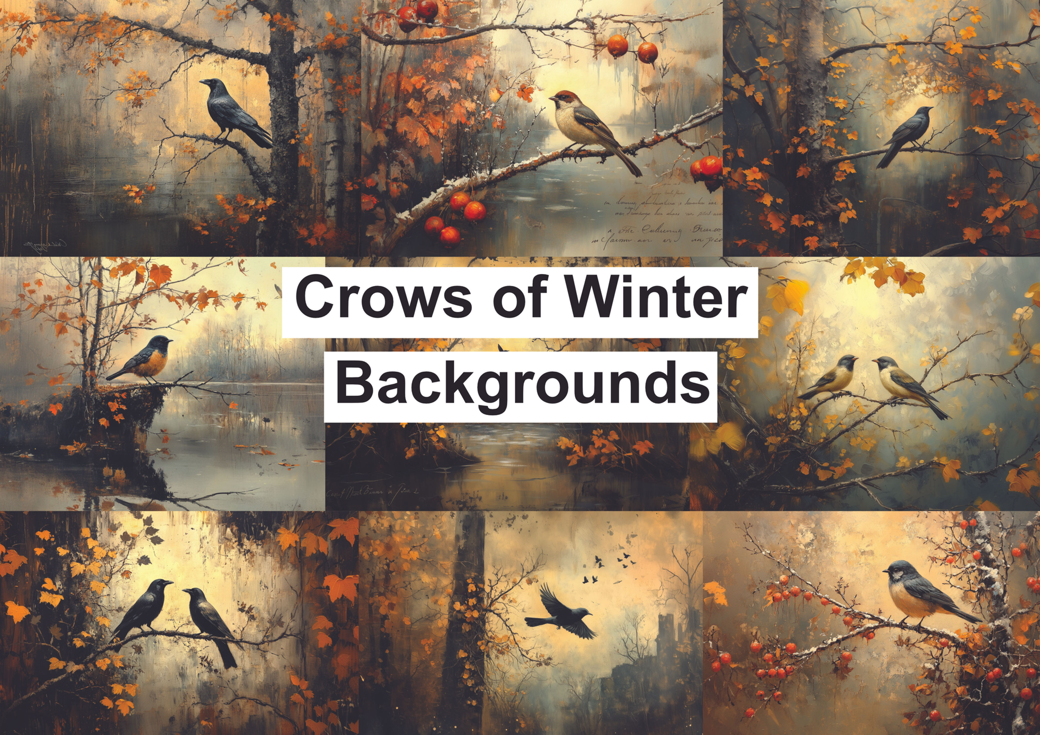 Crows of Winter Backgrounds US Letter Size