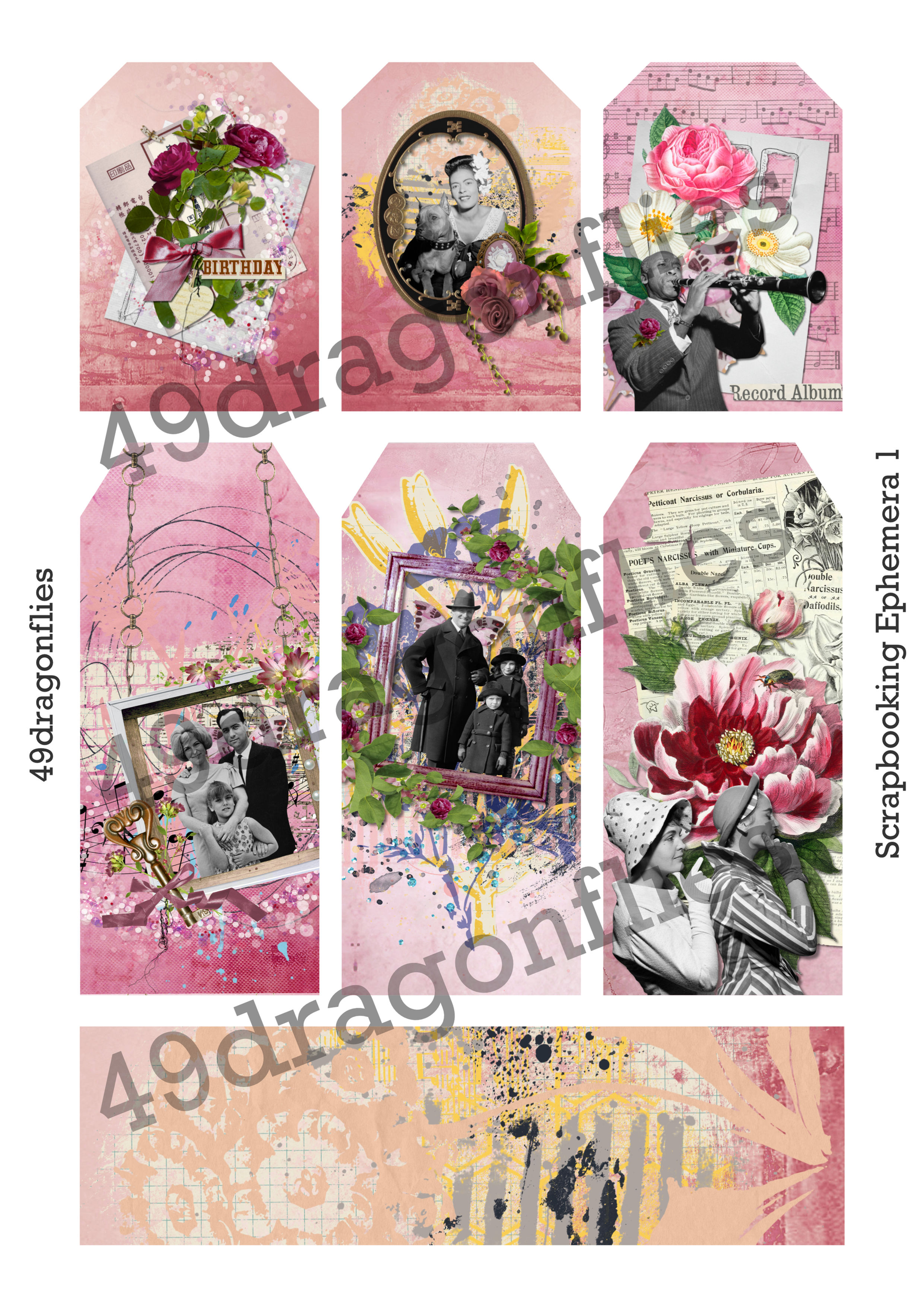 Scrapbooking Ephemera A4 SIZE