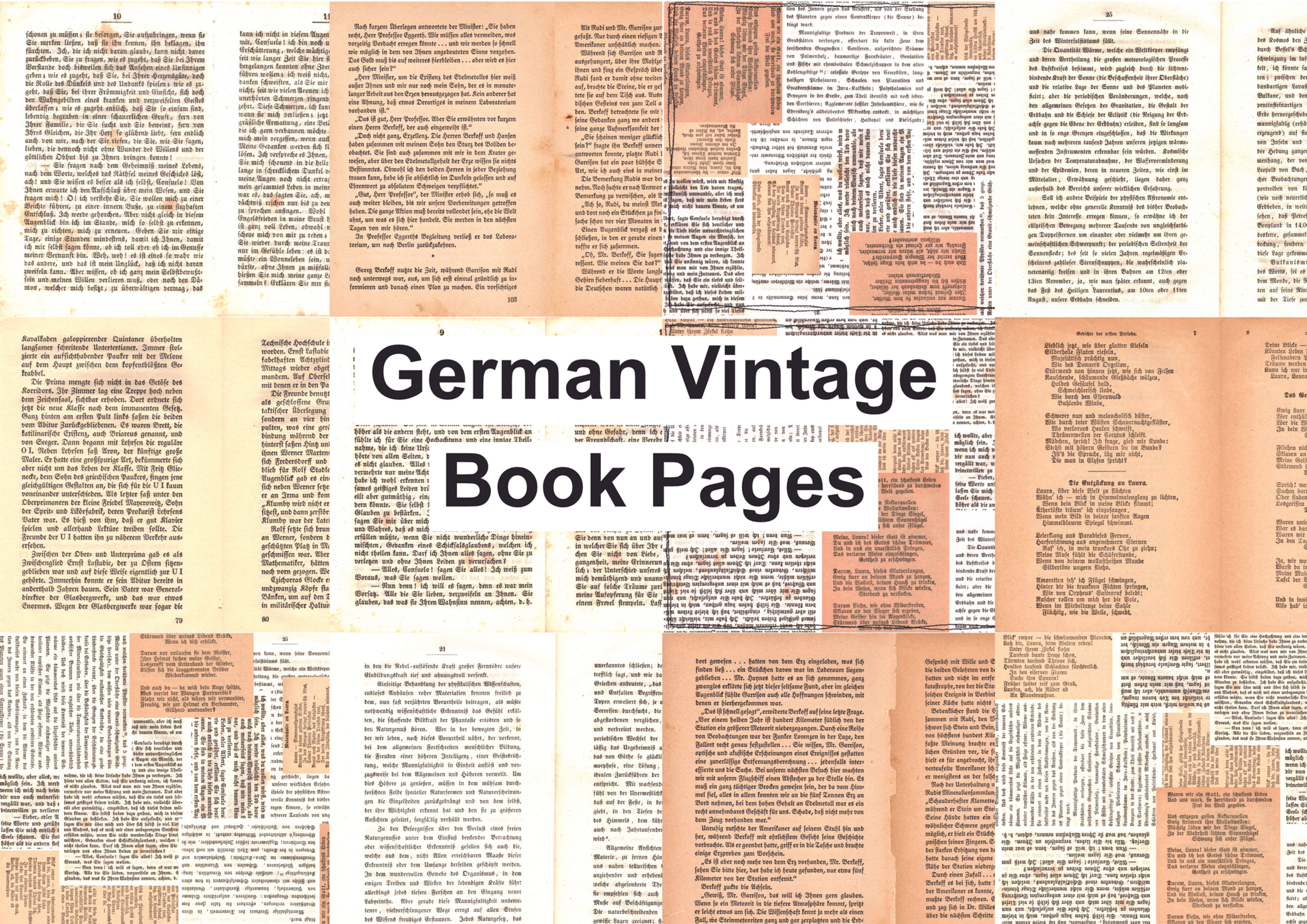 German Vintage Book Pages A4
