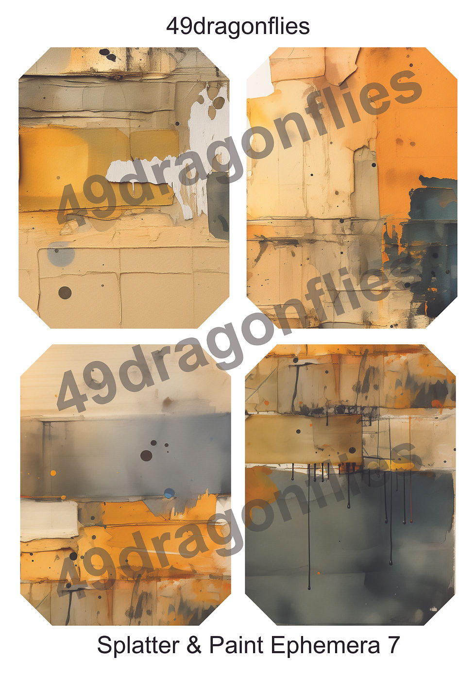 Thumbnail: Splatter and Paint Ephemera US LETTER Size