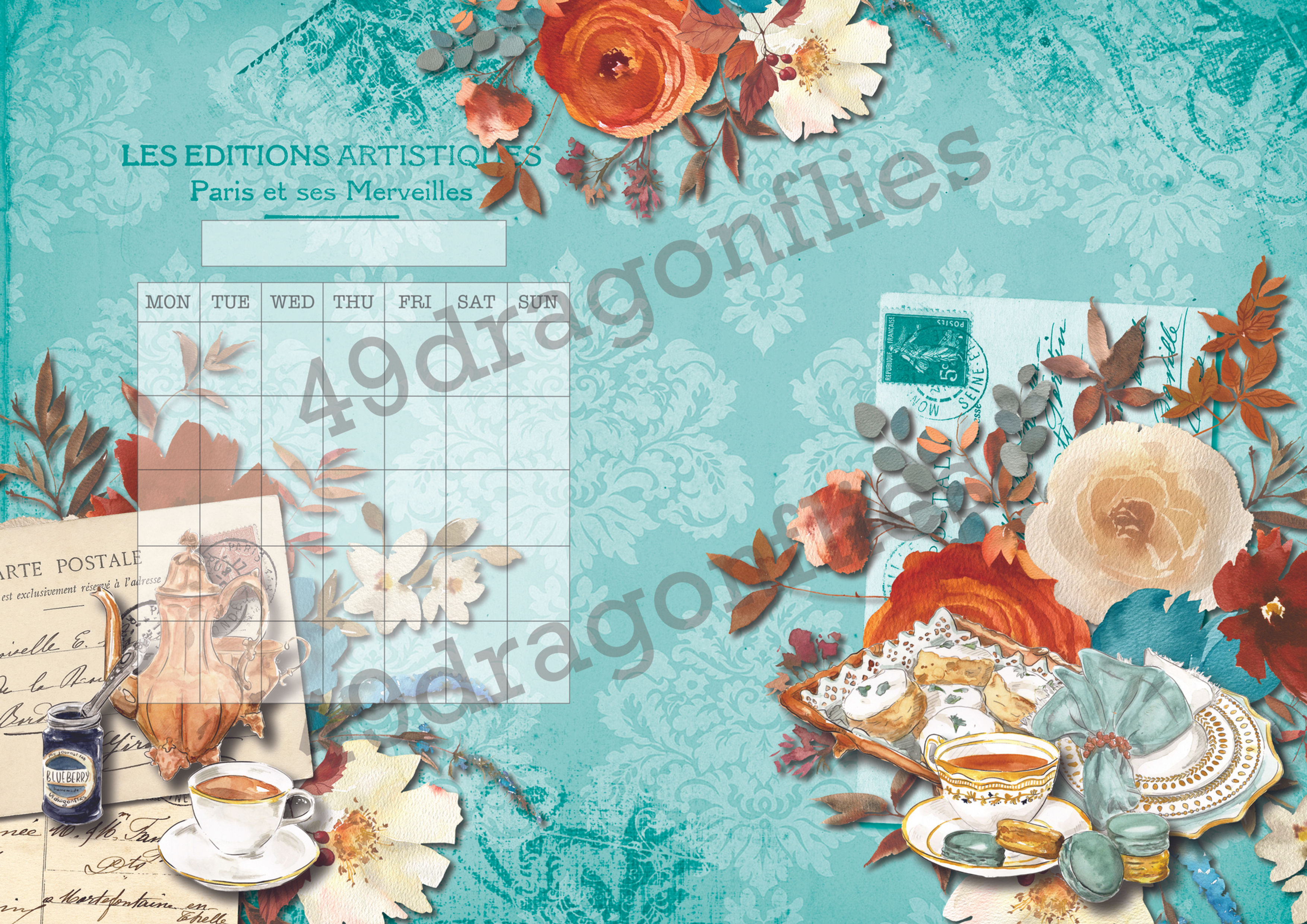 Paris Tea Party Weeklies and Monthly NO DATE With Background