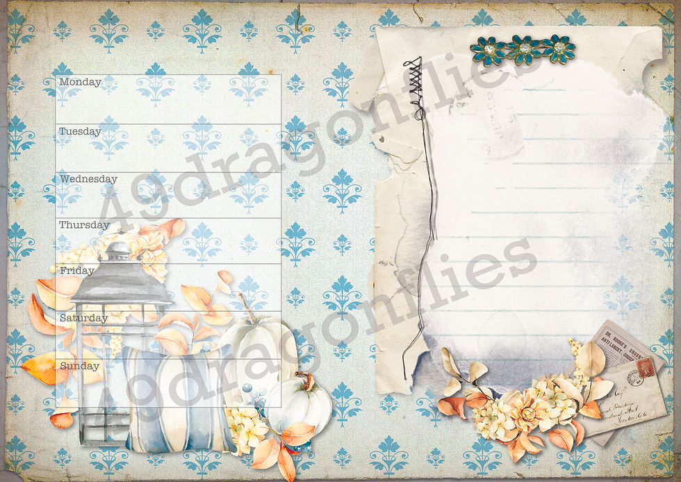 Thumbnail: Teal Pumpkin Autumn Bliss Weeklies and Monthly NO DATE With Backgrounds