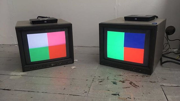 Finally working with monitors #still #videoart #colourful #colourcoding #coding #sound #twitter #soc