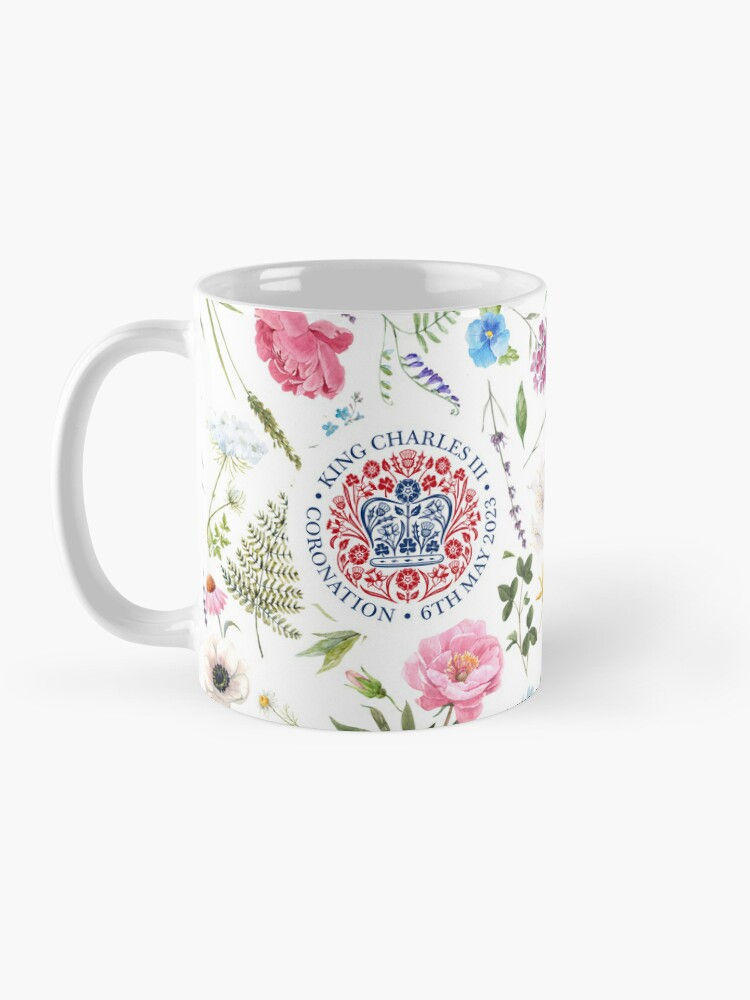 King Charles III The Coronation Emblem 2023 Red-Blue Floral Pattern: Classic mug