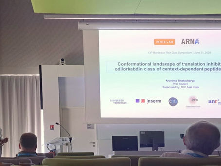 Arunima wins best oral presentation at the 13th Bordeaux RNA Club Symposium