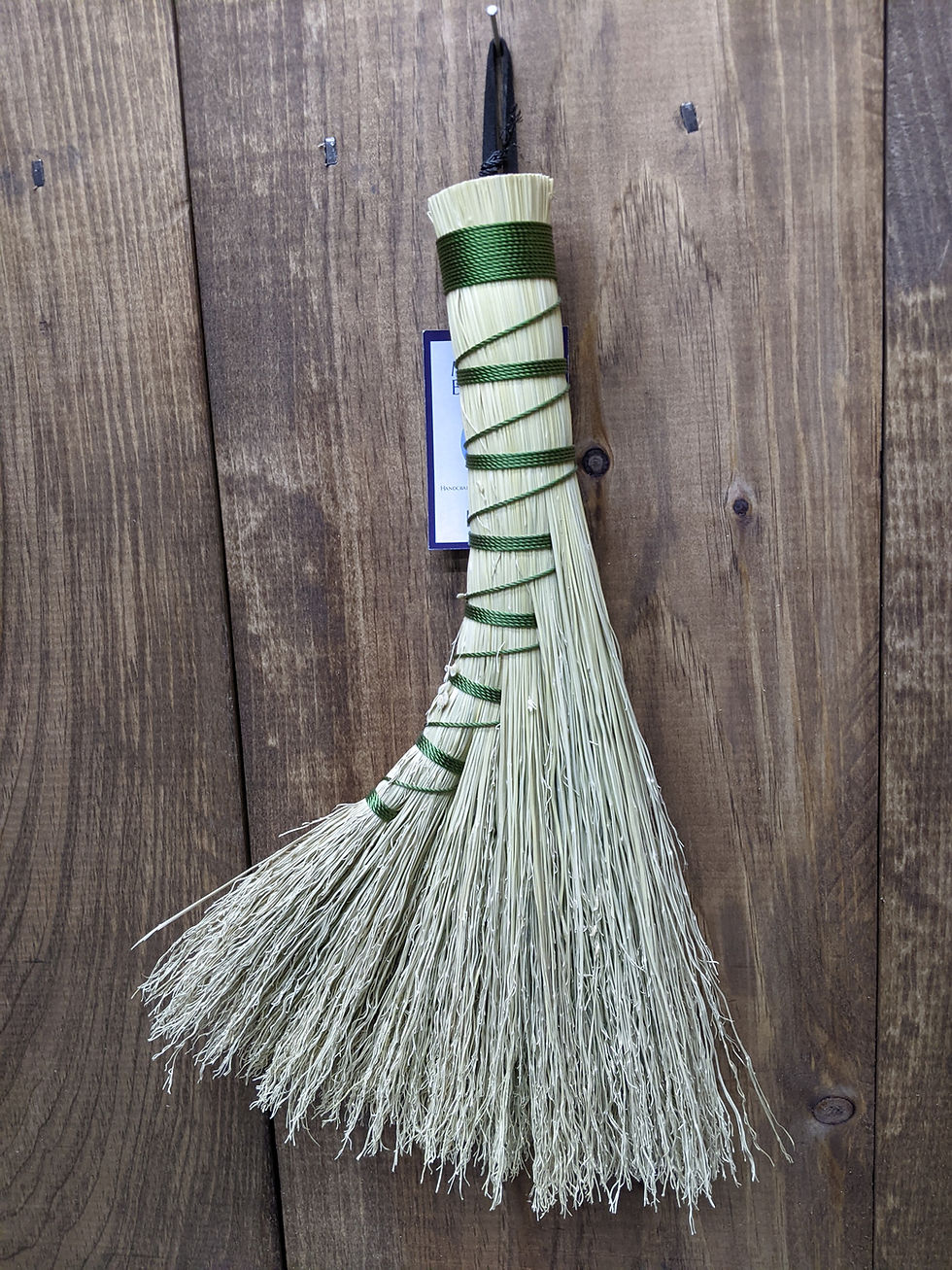 Thumbnail: Handmade Green TURKEYWING Whisk Broom, Functional Art