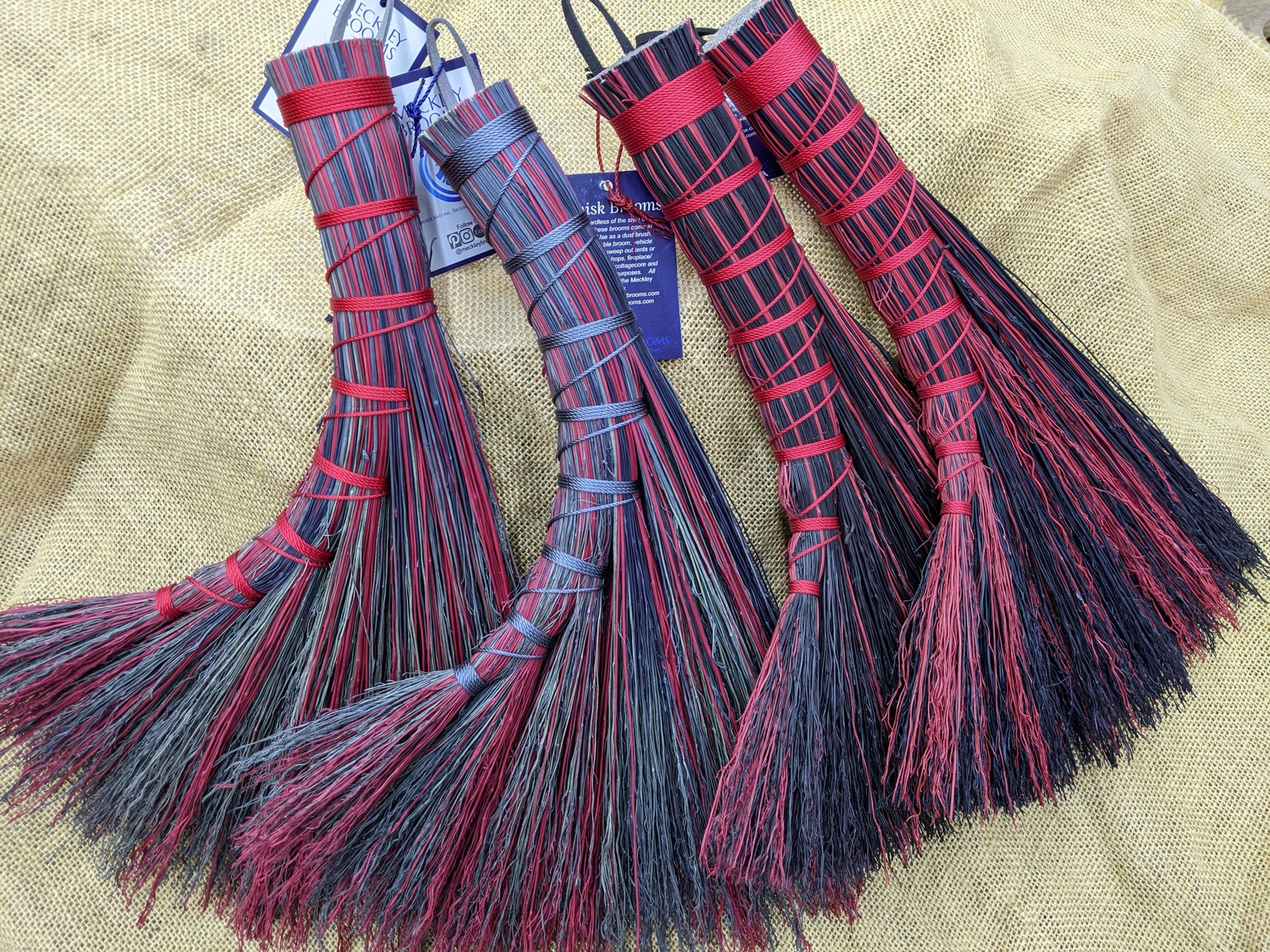 Red Turkey Wing Whisks, Hand Brooms, Functional Art