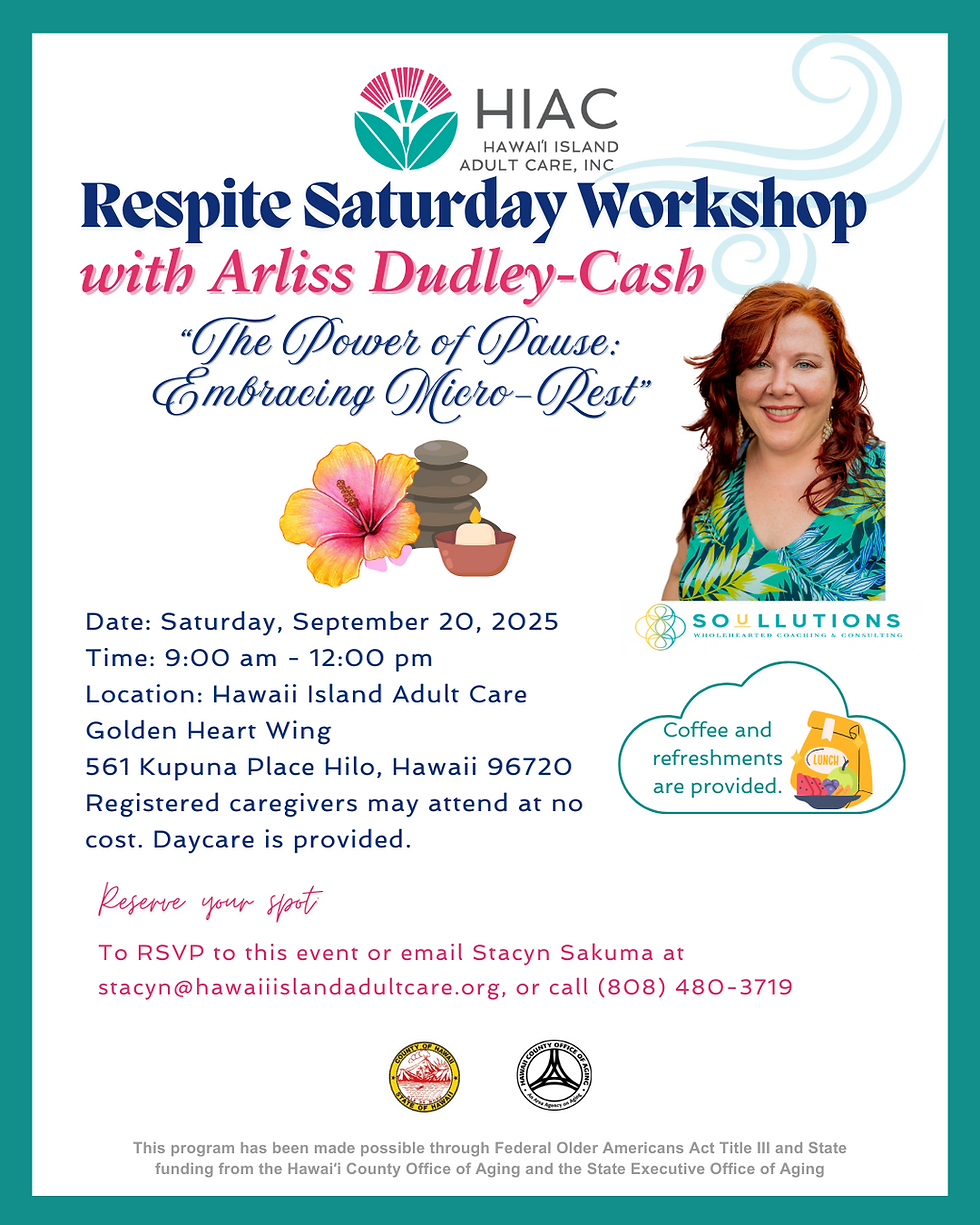 September Caregiver Respite Saturday Workshop