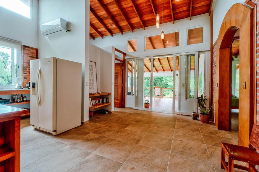 Open kitchen inside tropical country house in Los Gavilanes