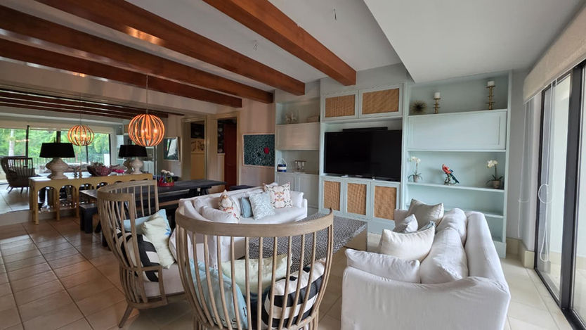 Furnished living and dining area in the Paseo de las Casas apartment in Buenaventura