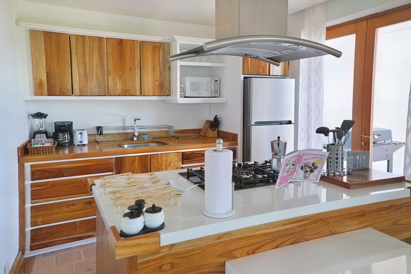 Open kitchen inside Esmeralda apartment in Los Destiladeros