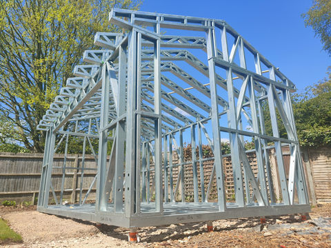 Ready to install steel frame for luxury garden room in the United Kingdom by OffPOD