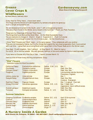 Greens Cover Crops Wildflowers