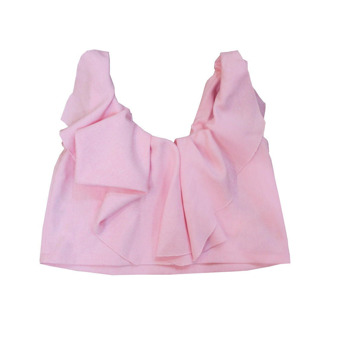 Irregular Ruffle Crop Top - Baby Pink