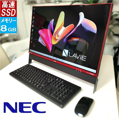 地デジ・BS視聴 NEC LAVIE DA370 デスクトップパソコン 赤 一体型