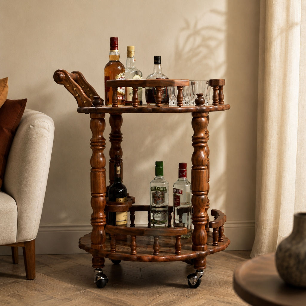 Kaarigar Wooden Bar Trolley