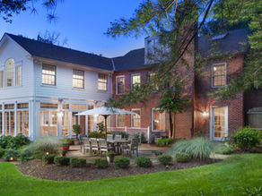 Home addition at dusk.