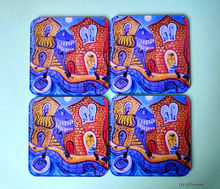 cat town glass coasters_original cat art