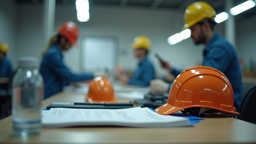 Close-up view of safety training materials and equipment