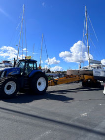 Marsden Cove Hardstand staff launching Ocean after work is completed
