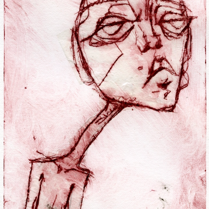 Mikayla Stout, "reach", 2022, drypoint on Rives BFK paper, 8x6”