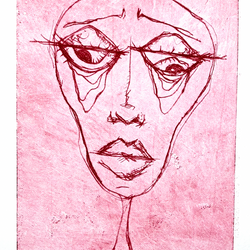 Mikayla Stout, "untitled", 2022, drypoint on Rives BFK paper, 8x10”