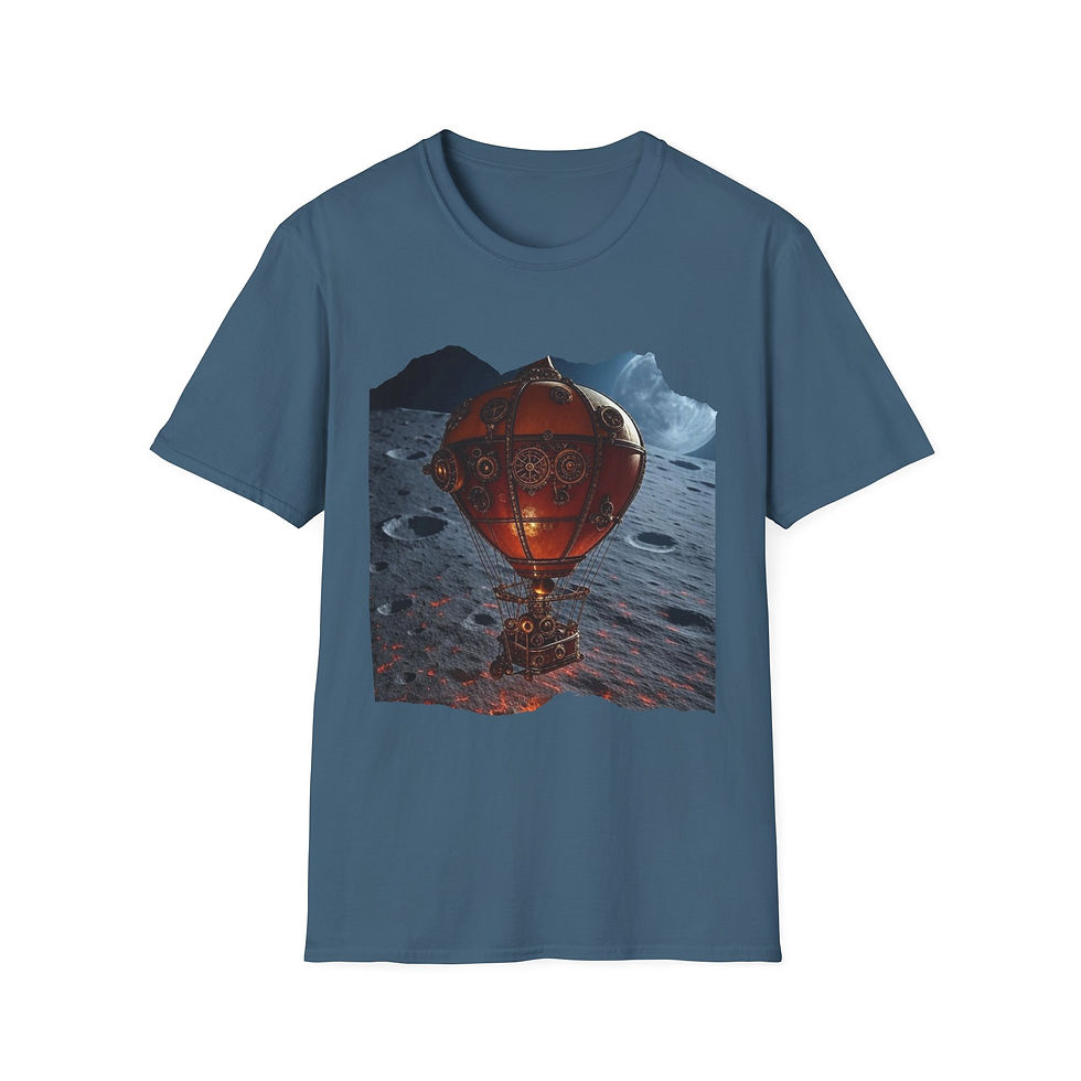 Thumbnail: Steampunk Hot Air Balloon T-Shirt, Fantasy Apparel, Unisex, Casual, Geek Culture