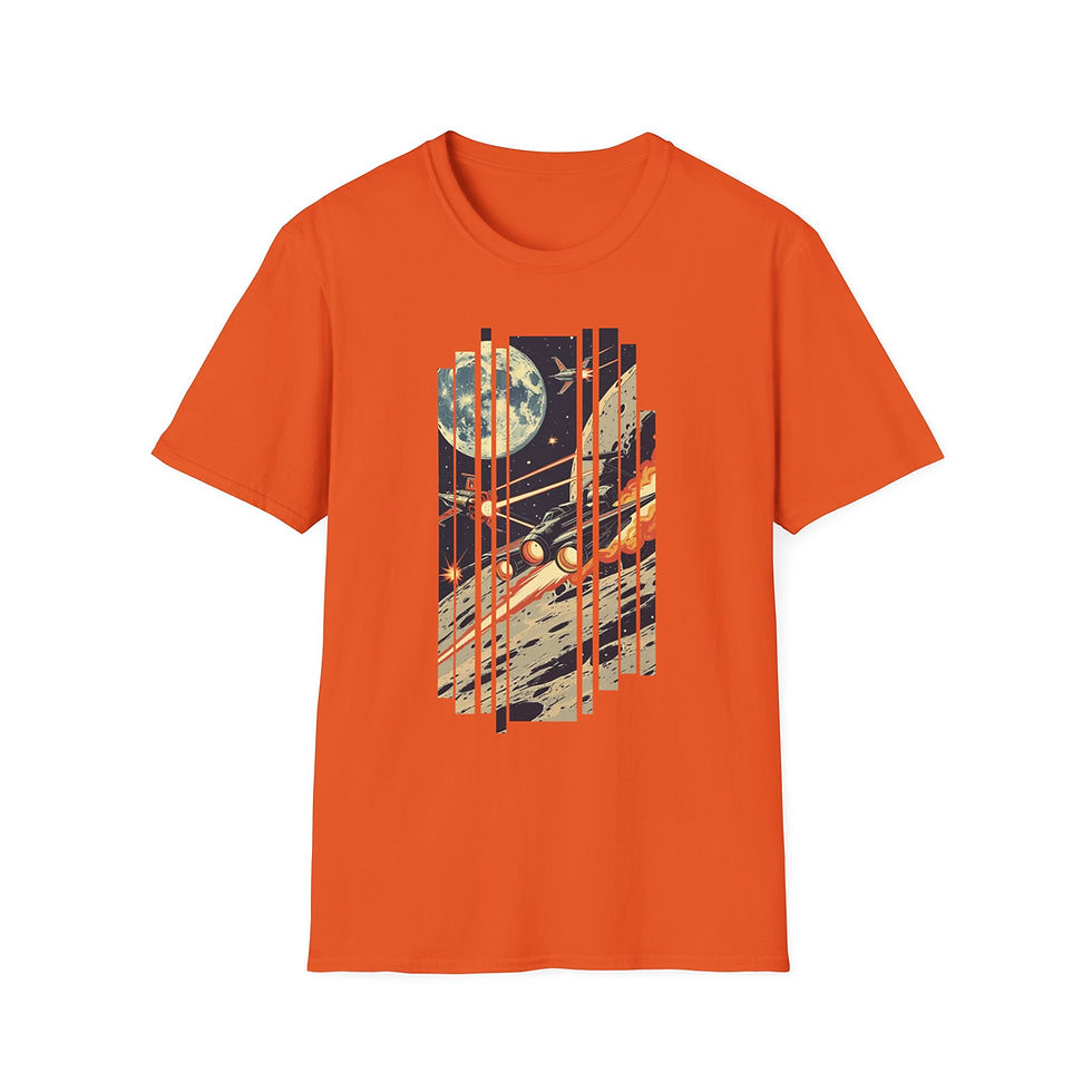 Thumbnail: Cosmic Battle T-Shirt | Retro Space, Unisex Softstyle, Galaxy, Science Fiction