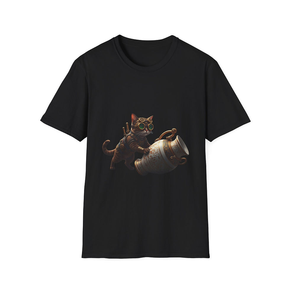 Thumbnail: Steampunk Cat T-Shirt, Fantasy Apparel, Unisex Graphic, Casual, Geek Culture