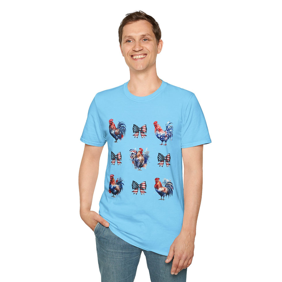 Thumbnail: Patriotic Rooster T-Shirt, Unisex Tee, 4th of July, Farmhouse, Americana, Casual