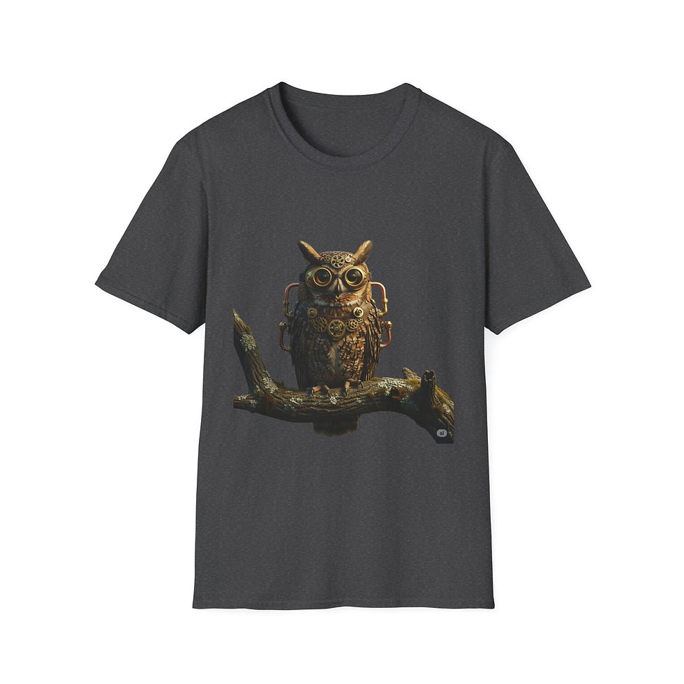 Thumbnail: Steampunk Owl T-Shirt, Fantasy Apparel, Unisex Graphic, Casual, Geek Culture