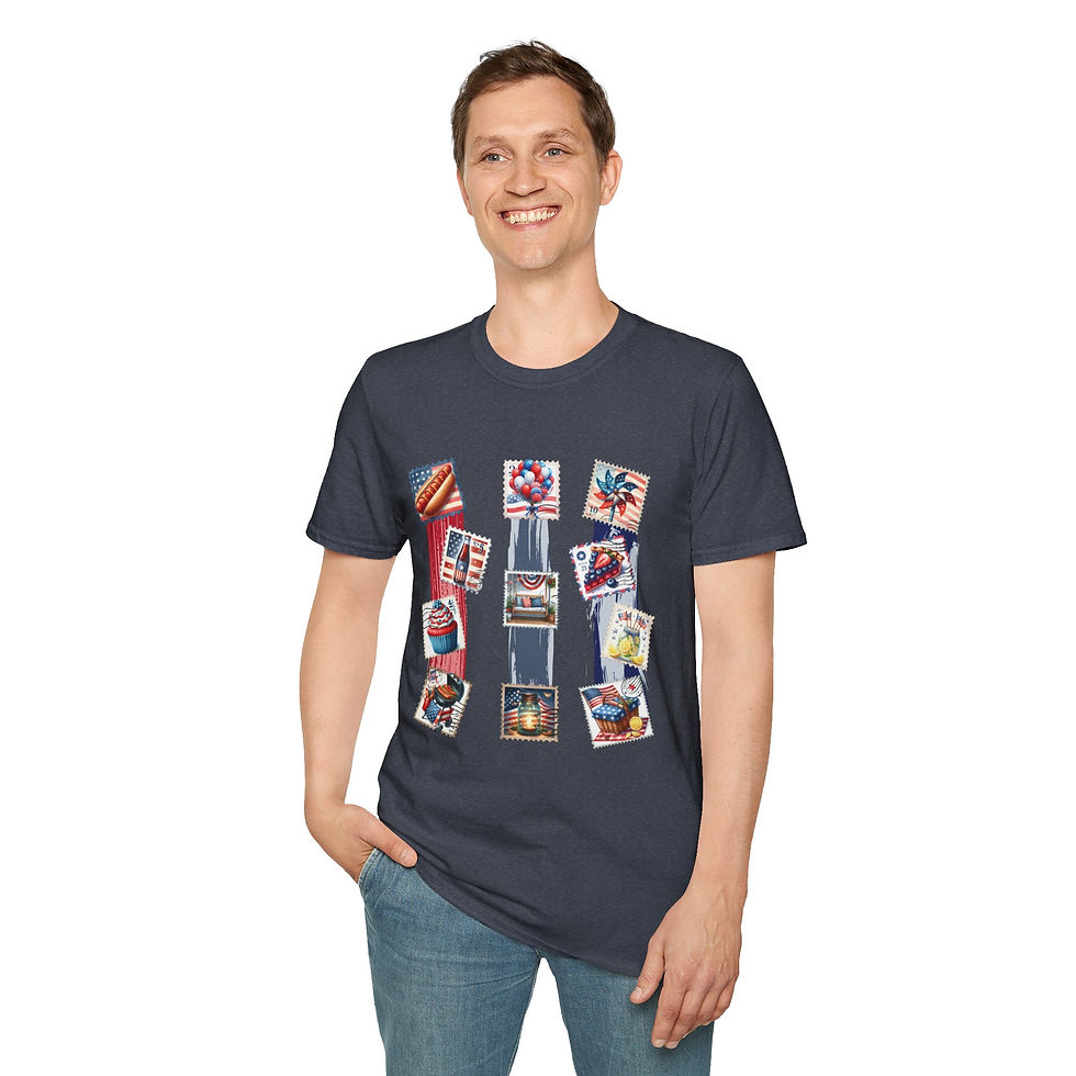 Thumbnail: Patriotic Unisex Softstyle T-Shirt, Independence Day, Memorial Day, Veterans